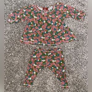 Milkbarn Pink and Green Floral Kids Pajama Set